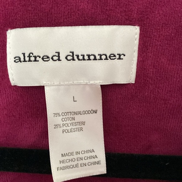 Alfred Dunner Berry Velour Jacket Zip Front Gold Detail Pockets Size Large - Picture 9 of 9